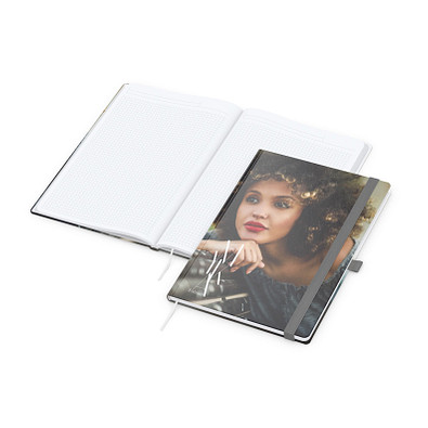 Geiger-Notes Notizbuch Match-Book White A4 Bestseller, inkl. Digitaldruck auf Einband, matt, gelb