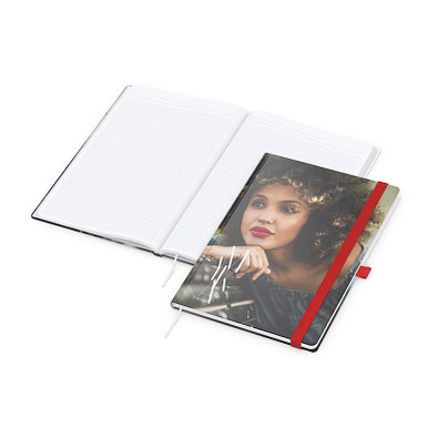 Geiger-Notes Notizbuch Match-Book White A4 Bestseller, inkl. Digitaldruck auf Einband, matt, rot