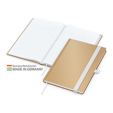 Geiger-Notes Match-Book White Bestseller Notizbuch A4 Natura braun, inkl. Druck, weiß
