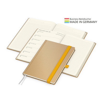 Geiger-Notes Match-Hybrid Creme Bestseller Notizbuch, Natura braun, inkl. Druck, gelb