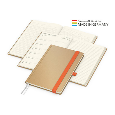Geiger-Notes Match-Hybrid Creme Bestseller Notizbuch, Natura braun, inkl. Druck, orange