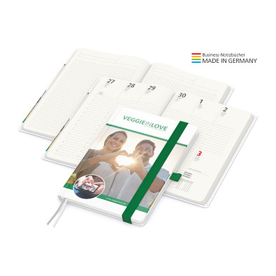 Geiger-Notes Match-Hybrid green+blue Notizbuch A5 Cover-Star Recycling-Matt, inkl. Druck, grün