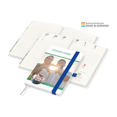 Geiger-Notes Match-Hybrid green+blue Notizbuch A5 Cover-Star Recycling-Matt, inkl. Druck, mittelblau