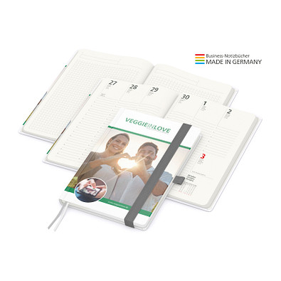 Geiger-Notes Match-Hybrid green+blue Notizbuch A5 Cover-Star Recycling-Matt, inkl. Druck, silbergrau