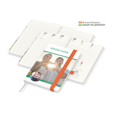 Geiger-Notes Match-Hybrid green+blue Notizbuch A5 Natura Recycling, inkl. Druck, orange