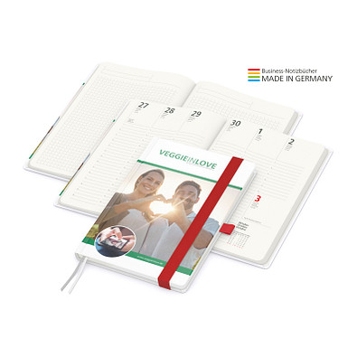 Geiger-Notes Match-Hybrid green+blue Notizbuch A5 Natura Recycling, inkl. Druck, rot