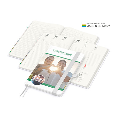 Geiger-Notes Match-Hybrid green+blue Notizbuch A5 Natura Recycling, inkl. Druck, weiß