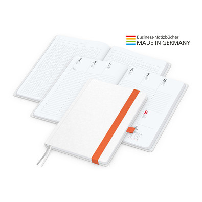 Geiger-Notes Match-Hybrid White Bestseller Notizbuch A4, Natura, inkl. Druck, orange