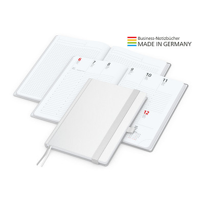 Geiger-Notes Match-Hybrid White Bestseller Notizbuch A5, Cover-Star matt-, inkl. Druck, weiß