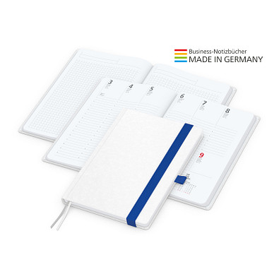 Geiger-Notes Match-Hybrid White Bestseller Notizbuch A5, Natura, inkl. Druck, mittelblau