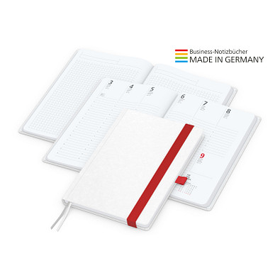 Geiger-Notes Match-Hybrid White Bestseller Notizbuch A5, Natura, inkl. Druck, rot