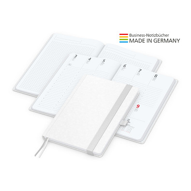 Geiger-Notes Match-Hybrid White Bestseller Notizbuch A5, Natura, inkl. Druck, weiß