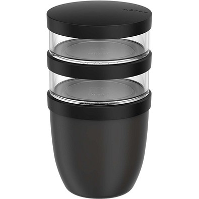 Mepal Ellipse Dreiteiliger, 500 ml + 2 x 200 ml Lunchpot, schwarz
