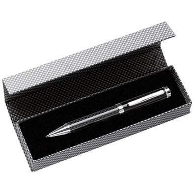 Metall-Drehkugelschreiber Carbon, schwarze Mine, schwarz