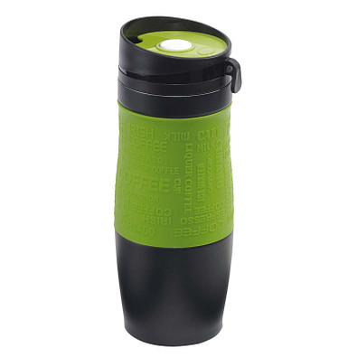 Metall-Isolierbecher Grip, 380 ml, schwarz/hellgrün