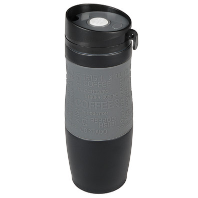Metall-Isolierbecher Grip, 380 ml, schwarz/grau