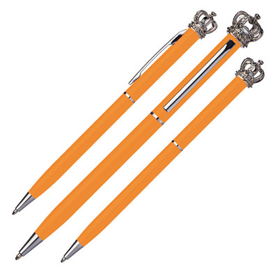 Metall-Drehkugelschreiber Crown, blaue Mine, Orange