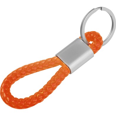 Metall-Schlüsselanhänger mit Kordel ERNEST, orange