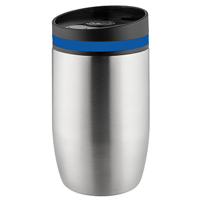 Metmaxx® Thermobecher CremaOfficina, silber/Ring blau