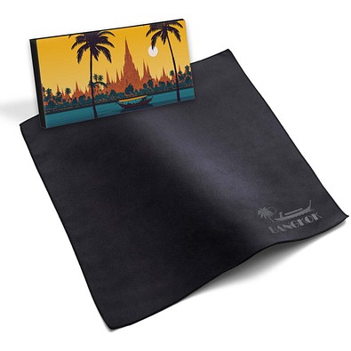 Polyclean Microfaser-Prägetuch, 30x30 cm in Faltschachtel, All-Inclusive-Paket, schwarz