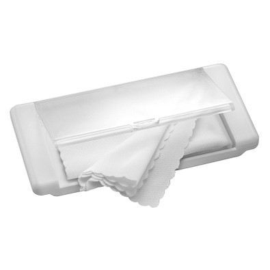 Microfasertuch in Box, Weiß/Transparent