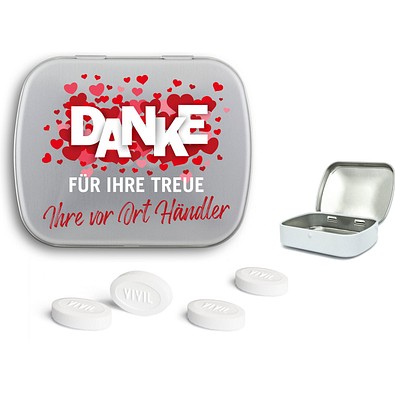 Mini Nostalgiedose, 18 g, Vivil Friendship, silber-matt, inkl. Druck