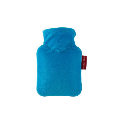 Mini-Wärmflasche Veloursbezug, wasserblau