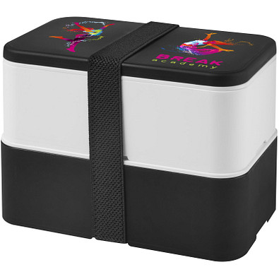 MIYO Doppel-Lunchbox, doppellagig, schwarz, weiß