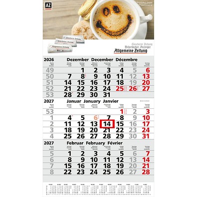 Geiger-Notes Monatskalender Primus 3 Post A Bestseller, inkl. Druck, hellgrau