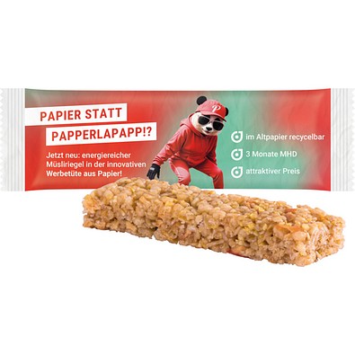 Müsliriegel Multikorn Apfel, recycelfähigem Papier weiß, inkl. Druck