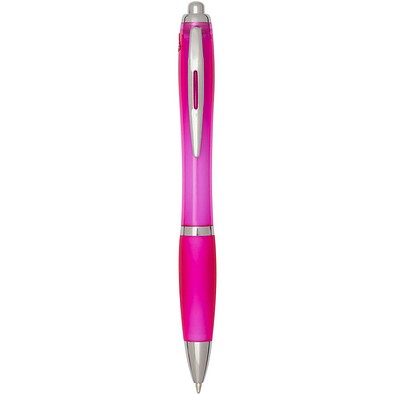 Nash RCS Kugelschreiber aus recyceltem Kunststoff mit farbigem Schaft und Griffzone (blaue Tinte), rosa