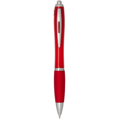Nash RCS Kugelschreiber aus recyceltem Kunststoff mit farbigem Schaft und Griffzone (blaue Tinte), rot