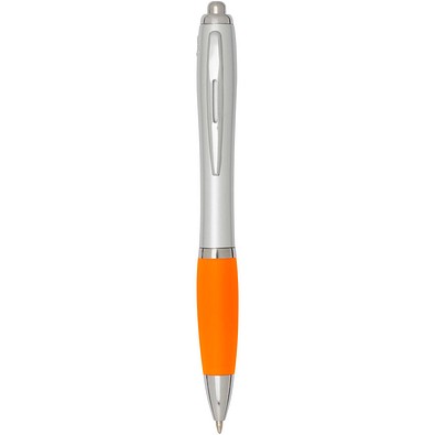 Nash RCS Kugelschreiber aus recyceltem Kunststoff mit silbernem Schaft und farbigem Griff (schwarze Tinte), orange