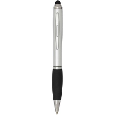 Nash RCS Stylus Kugelschreiber aus recyceltem Kunststoff mit farbigem Schaft und schwarzem Griff (blaue Tinte), silber