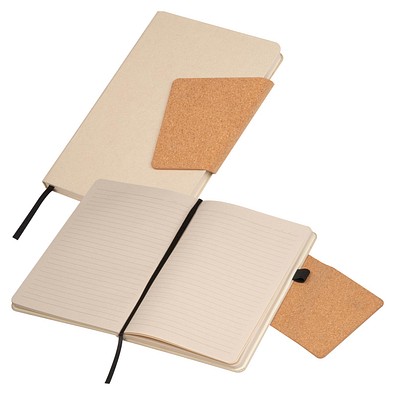Notizbuch mit einem Einband aus recyceltem Milchkarton und Magnetverschluss, beige