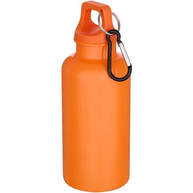 Oregon 400 ml einfarbige RS-zertifizierte Trinkflasche aus recyceltem Kunststoff mit Karabinerhaken, orange