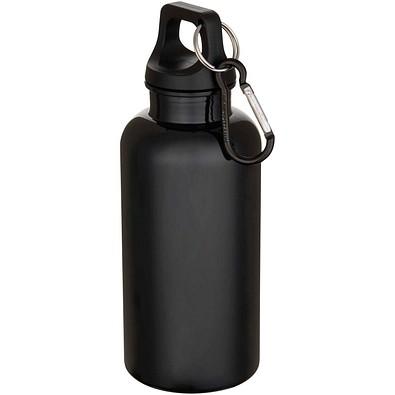 Oregon 400 ml einfarbige RS-zertifizierte Trinkflasche aus recyceltem Kunststoff mit Karabinerhaken, schwarz