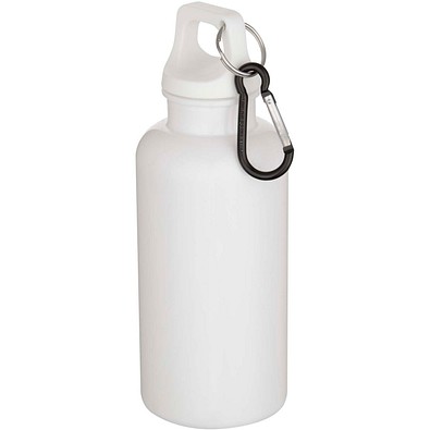 Oregon 400 ml einfarbige RS-zertifizierte Trinkflasche aus recyceltem Kunststoff mit Karabinerhaken, weiss