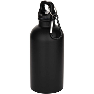 Oregon 400 ml matte RCS-zertifizierte einwandige Trinkflasche aus recyceltem Edelstahl mit Karabinerhaken, schwarz