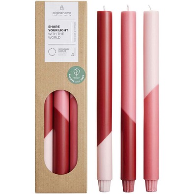 Originalhome Eden Diagonale Kerzen – 3er-Set, rot