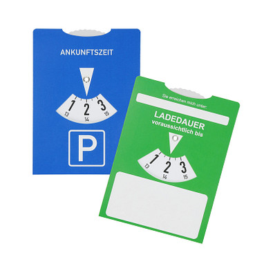 Papp-Parkscheibe E-Mobility, blau/grün