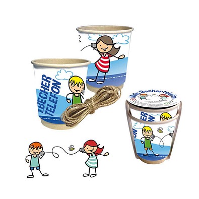 Pappbecher-Telefon, Individuell, Digitaldruck, 1-seit. Druck