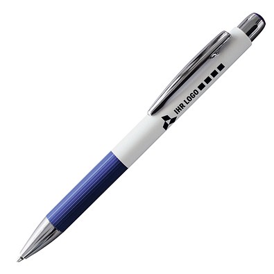 PENKO® Voll-Metall-Kugelschreiber Striscia, weiß/blau
