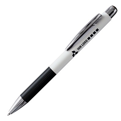 PENKO® Voll-Metall-Kugelschreiber Striscia, weiß/schwarz