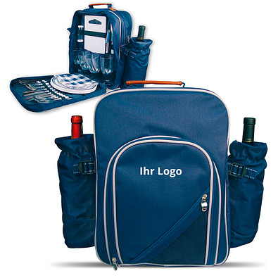 Picknickrucksack aus Polyester für 4 Personen, blau