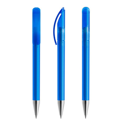 prodir® Drehkugelschreiber DS 3 mit Metallspitze, blaue Mine, mittelblau gefrostet