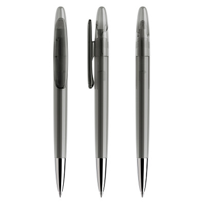 prodir® Drehkugelschreiber DS 5 mit polierter Metallspitze, blaue Mine, fumé transparent