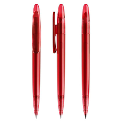 prodir® Drehkugelschreiber DS 5 ohne Metallspitze, blaue Mine, dunkelrot transparent