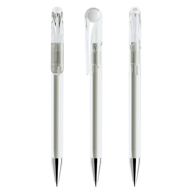 prodir® Drehkugelschreiber DS1 TTC Twist, blaue Mine, klar/weiß