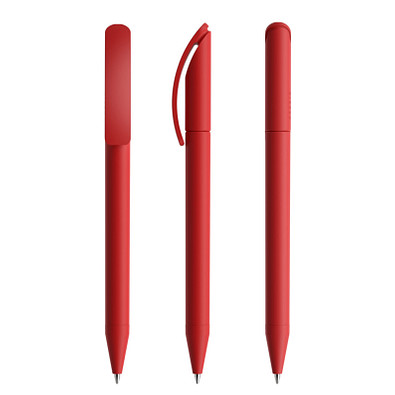 prodir® Drehkugelschreiber DS3 Soft Touch TRR Twist, blaue Mine, dunkelrot